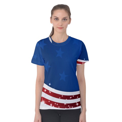 Dark American Flag Women s Cotton Tee by lwdstudio