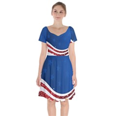 Dark American Flag Short Sleeve Bardot Dress