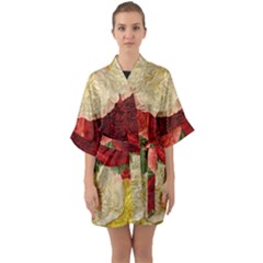 Flowers 1776429 1920 Quarter Sleeve Kimono Robe