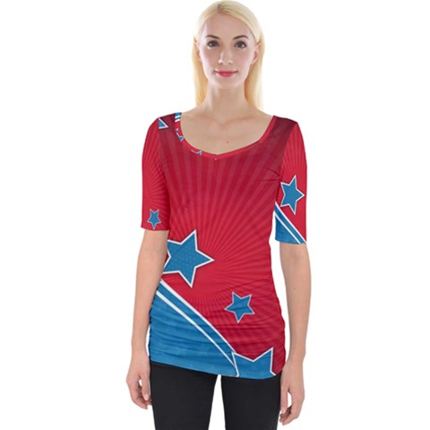 Abstract American Flag Wide Neckline Tee by lwdstudio