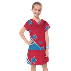 Abstract American Flag Kids  Drop Waist Dress