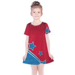 Abstract American Flag Kids  Simple Cotton Dress