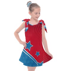 Abstract American Flag Kids  Tie Up Tunic Dress