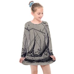 Ship 1515875 1280 Kids  Long Sleeve Dress by vintage2030