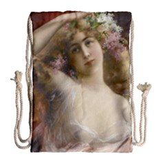 Victorian Lady In Pink Drawstring Bag (large) by vintage2030