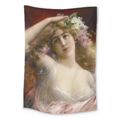 Victorian Lady In Pink Large Tapestry by vintage2030