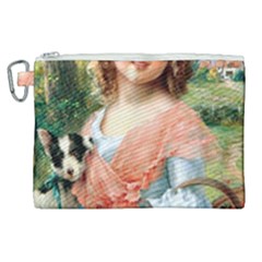 Girl With Dog Canvas Cosmetic Bag (xl) by vintage2030