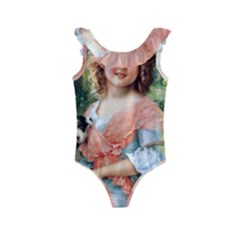 Girl With Dog Kids  Frill Swimsuit