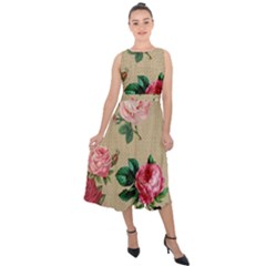 Flower 1770189 1920 Midi Tie-back Chiffon Dress by vintage2030