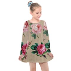 Flower 1770189 1920 Kids  Long Sleeve Dress by vintage2030