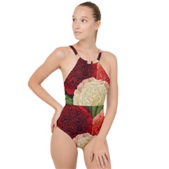 Flowers 1776584 1920 High Neck One Piece Swimsuit