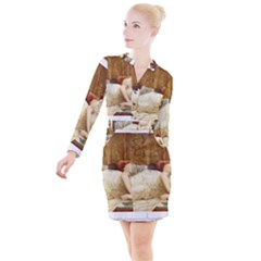 Vintage 1501595 1920 Button Long Sleeve Dress