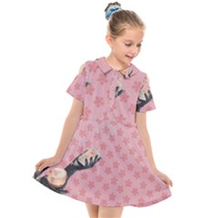 Vintage Lady Kids  Short Sleeve Shirt Dress