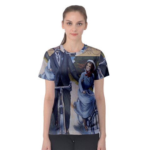 Couple On Bicycle Women s Sport Mesh Tee by vintage2030