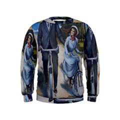 Couple On Bicycle Kids  Sweatshirt by vintage2030