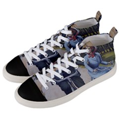 Couple On Bicycle Men s Mid-top Canvas Sneakers by vintage2030