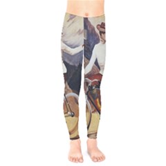 Woman On Bicycle Kids  Legging by vintage2030