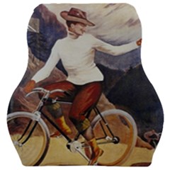 Woman On Bicycle Car Seat Velour Cushion  by vintage2030