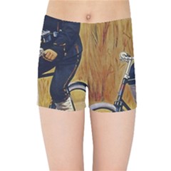 Policeman On Bicycle Kids Sports Shorts by vintage2030