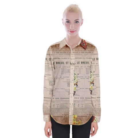 Letter Floral Womens Long Sleeve Shirt by vintage2030