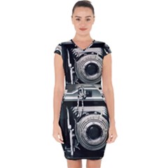 Photo Camera Capsleeve Drawstring Dress 