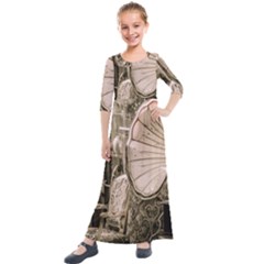 Flea Market Redord Player Kids  Quarter Sleeve Maxi Dress