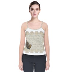 Tag Bird Velvet Spaghetti Strap Top