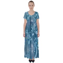 Green Tree High Waist Short Sleeve Maxi Dress