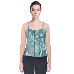 Green Tree Velvet Spaghetti Strap Top