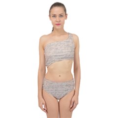 Letter Spliced Up Two Piece Swimsuit