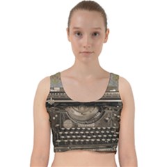 Typewriter Velvet Racer Back Crop Top by vintage2030