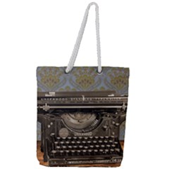 Typewriter Full Print Rope Handle Tote (large)