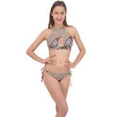 Circle Cross Front Halter Bikini Set