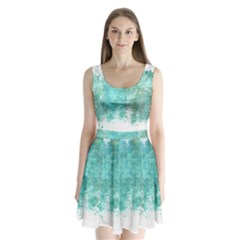 Splash Teal Split Back Mini Dress  by vintage2030