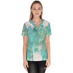 Splash Teal Scrub Top