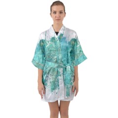 Splash Teal Quarter Sleeve Kimono Robe by vintage2030