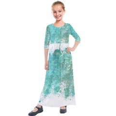 Splash Teal Kids  Quarter Sleeve Maxi Dress