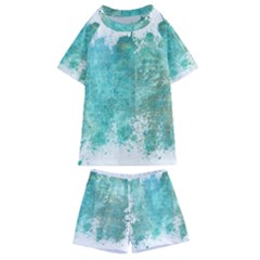 Splash Teal Kids  Swim Tee And Shorts Set