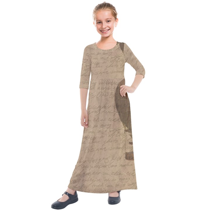 Letter Balloon Kids  Quarter Sleeve Maxi Dress