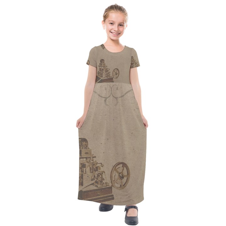 Camera Old Kids  Short Sleeve Maxi Dress