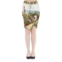 Lady And Scenery Midi Wrap Pencil Skirt by vintage2030