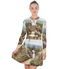 Lady And Scenery Long Sleeve Panel Dress