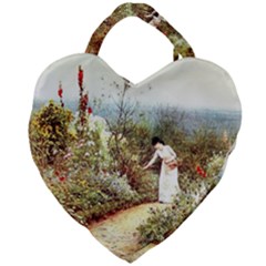 Lady And Scenery Giant Heart Shaped Tote