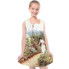 Lady And Scenery Kids  Cross Back Dress