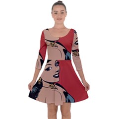 Comic Girl Quarter Sleeve Skater Dress