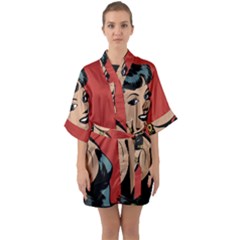 Comic Girl Quarter Sleeve Kimono Robe