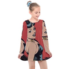 Comic Girl Kids  Long Sleeve Dress