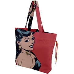 Comic Girl Drawstring Tote Bag