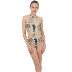 Victorian Bicycles Halter Side Cut Swimsuit