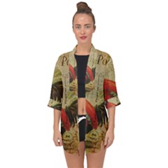 Rooster Open Front Chiffon Kimono